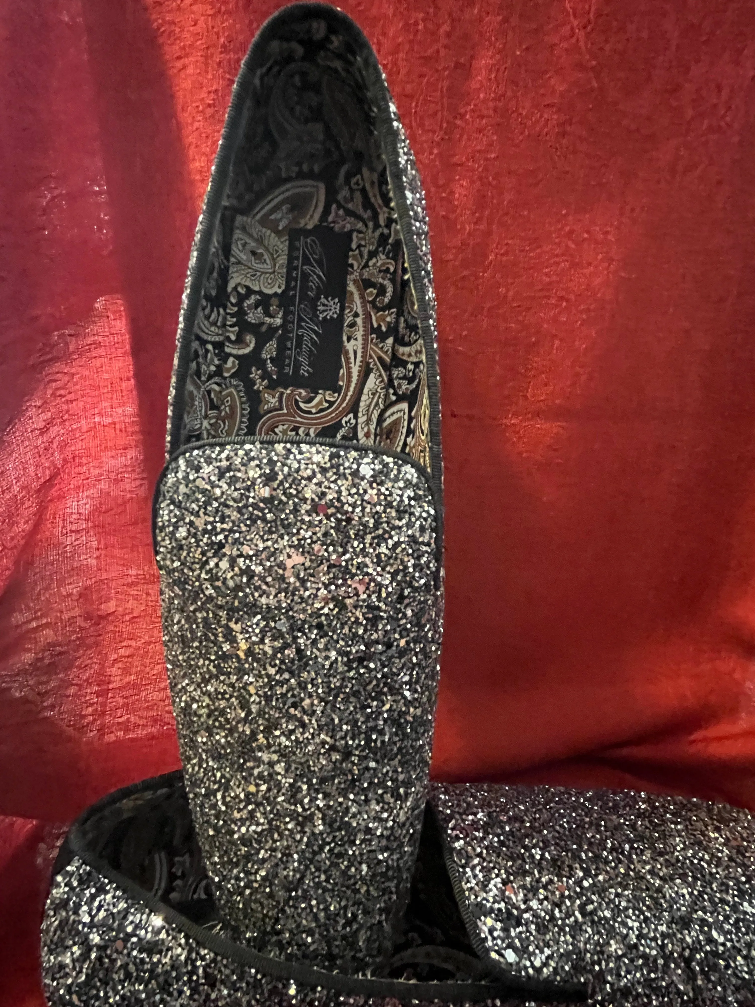 After Midnight Formal Footwear Gray Sequin Slip On-Size 11