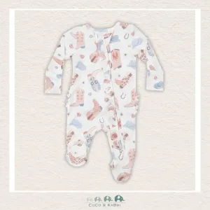 Angel Dear Cowboy Boots Pink - 2 Way Ruffle Zipper Footie