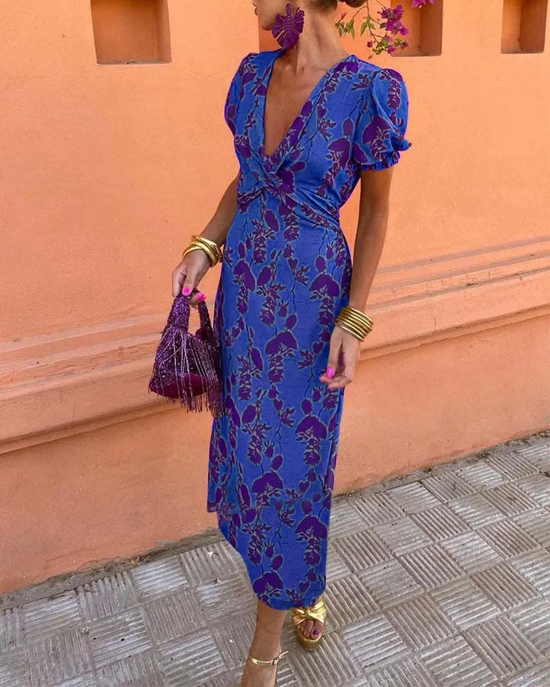 Angelina Stunning V-Neck Midi Dress