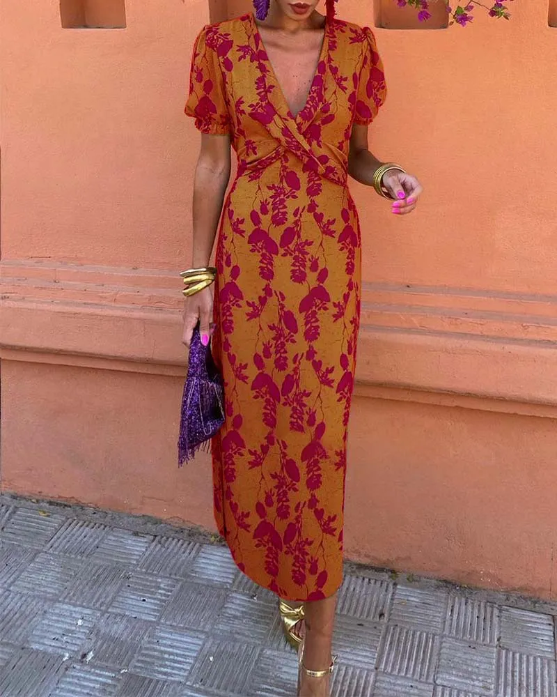 Angelina Stunning V-Neck Midi Dress
