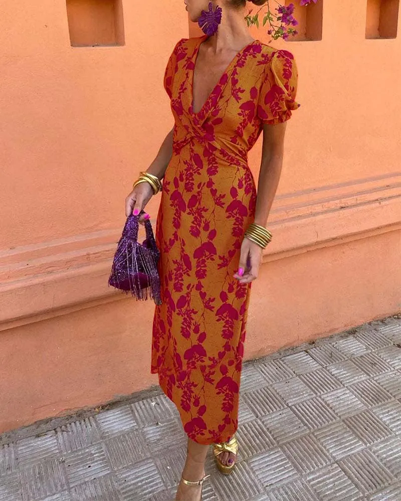 Angelina Stunning V-Neck Midi Dress