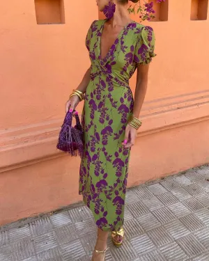 Angelina Stunning V-Neck Midi Dress