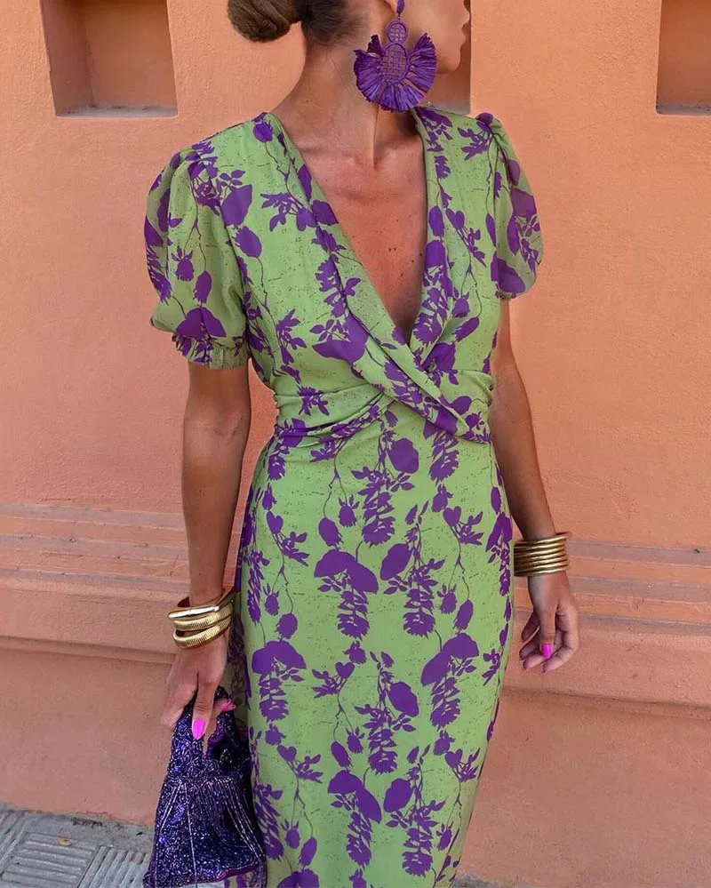 Angelina Stunning V-Neck Midi Dress