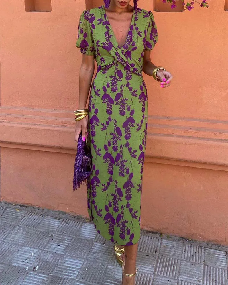 Angelina Stunning V-Neck Midi Dress