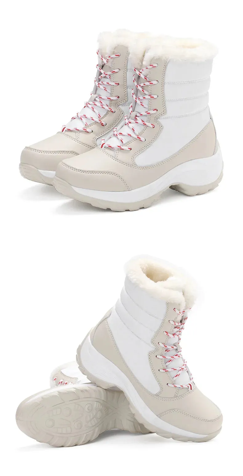 Ankle Fur Lined Lace Up Snow Boots