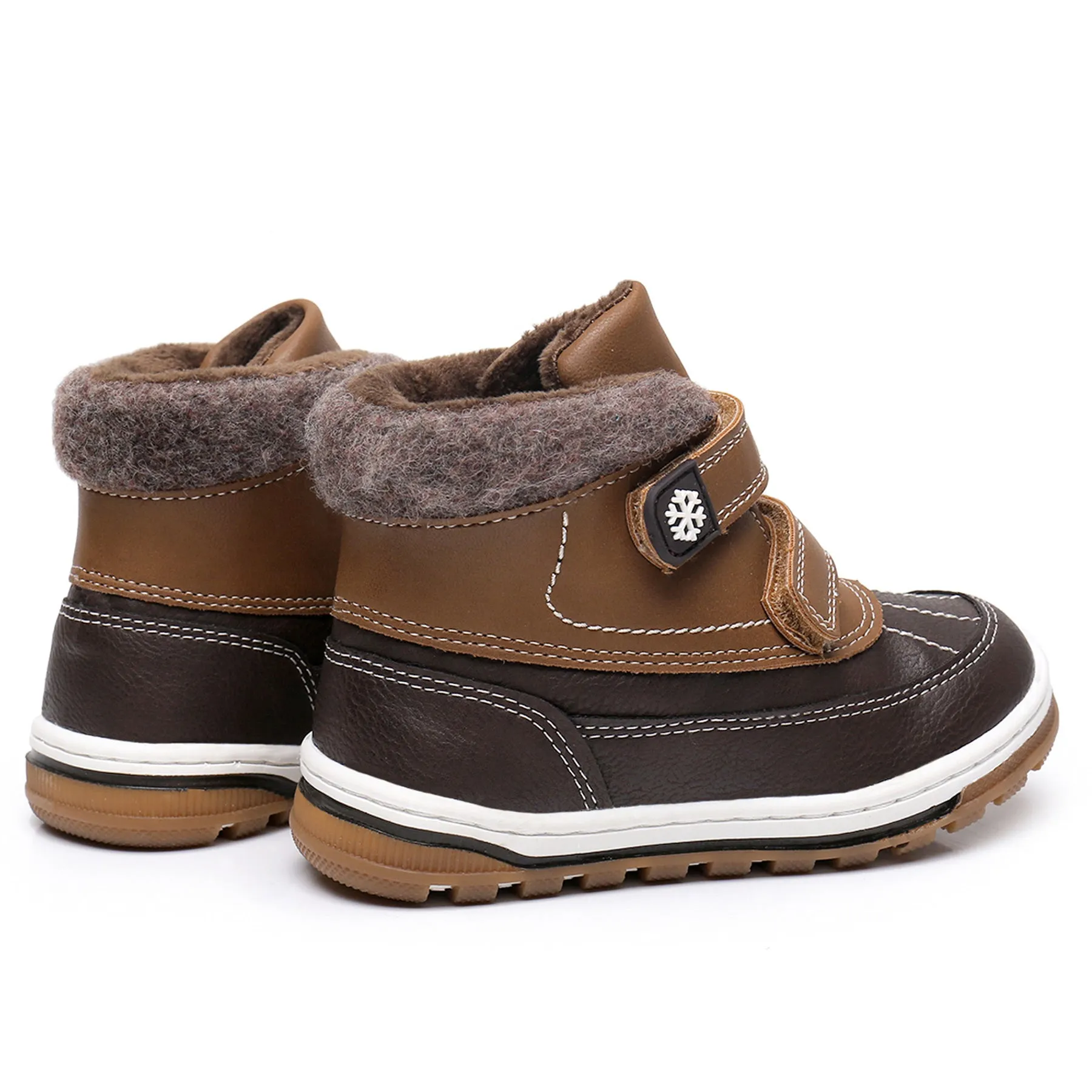 Apakowa Boys Boots Toddler Boys Girls Fall/Winter Boots Outdoor with Hook and Loop (Toddler/Little Kid)-35217-Darkbrown