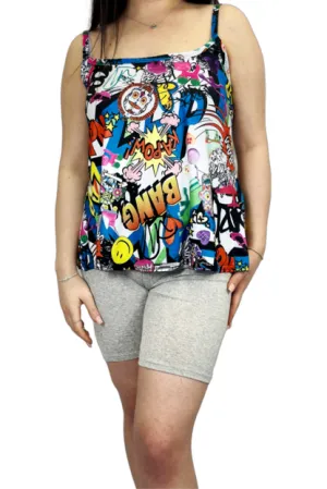 Bang Print Plain Swing Cami Vest Top