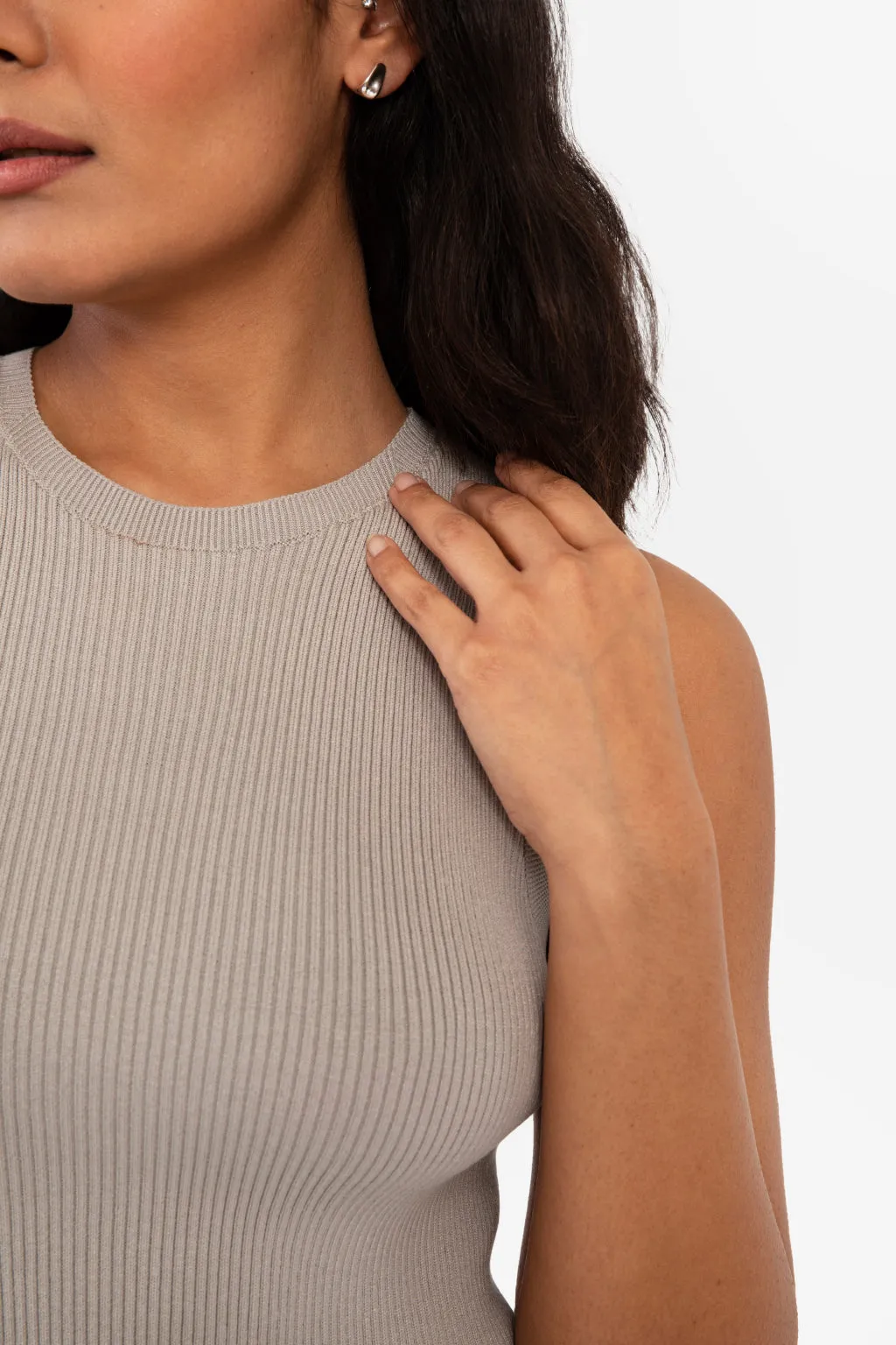 CAITLIN SLEEVELESS RIB DRESS - LIGHT BLUE