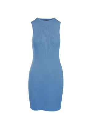 CAITLIN SLEEVELESS RIB DRESS - LIGHT BLUE