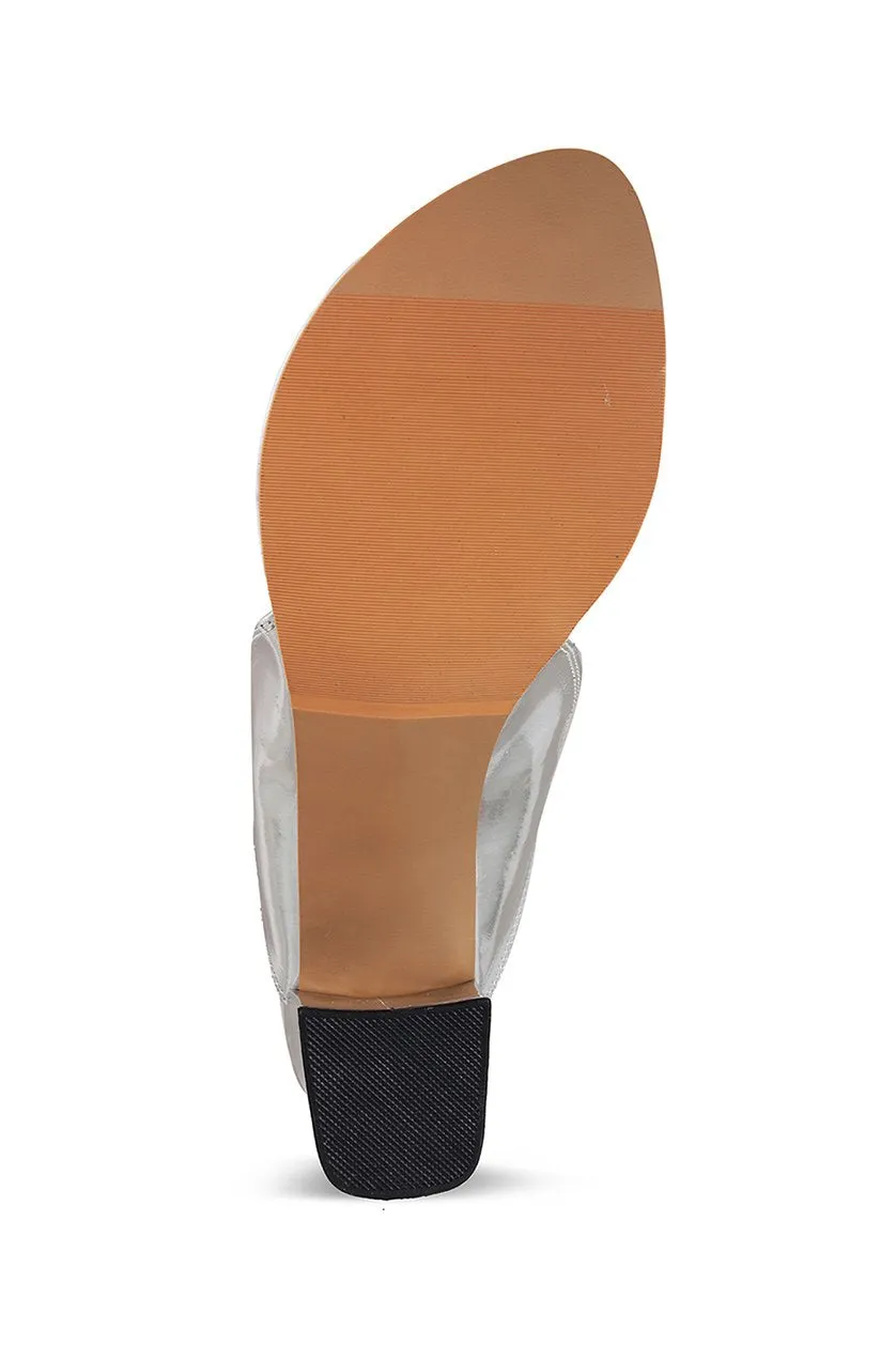 Classic K Block Heel Silver