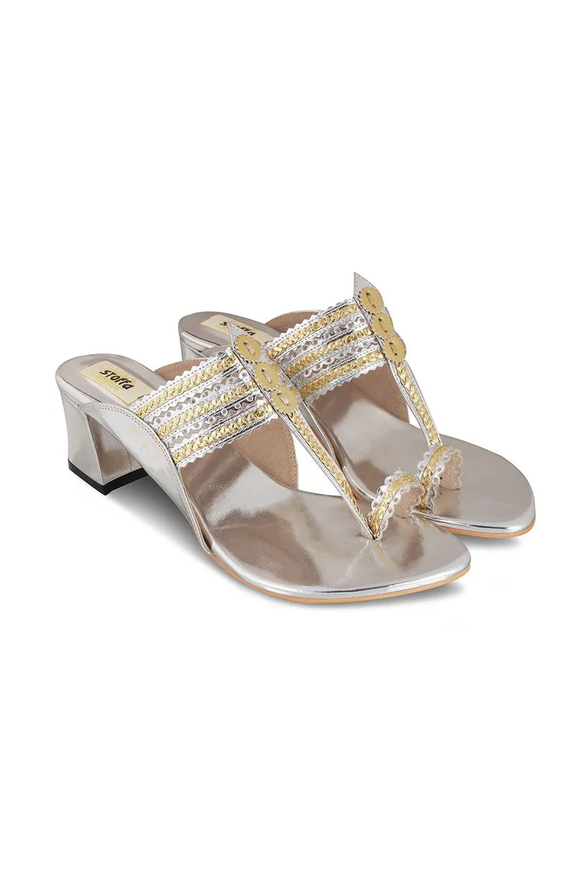 Classic K Block Heel Silver
