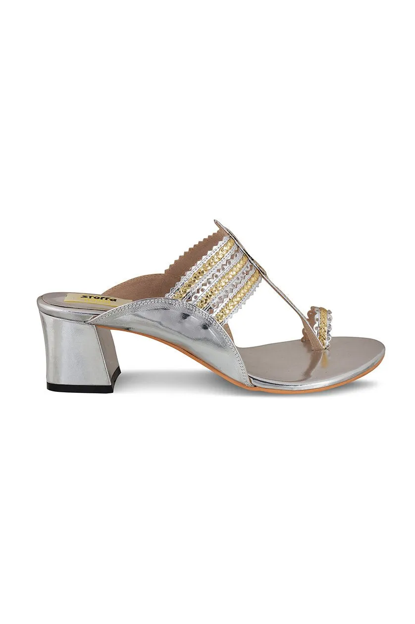 Classic K Block Heel Silver