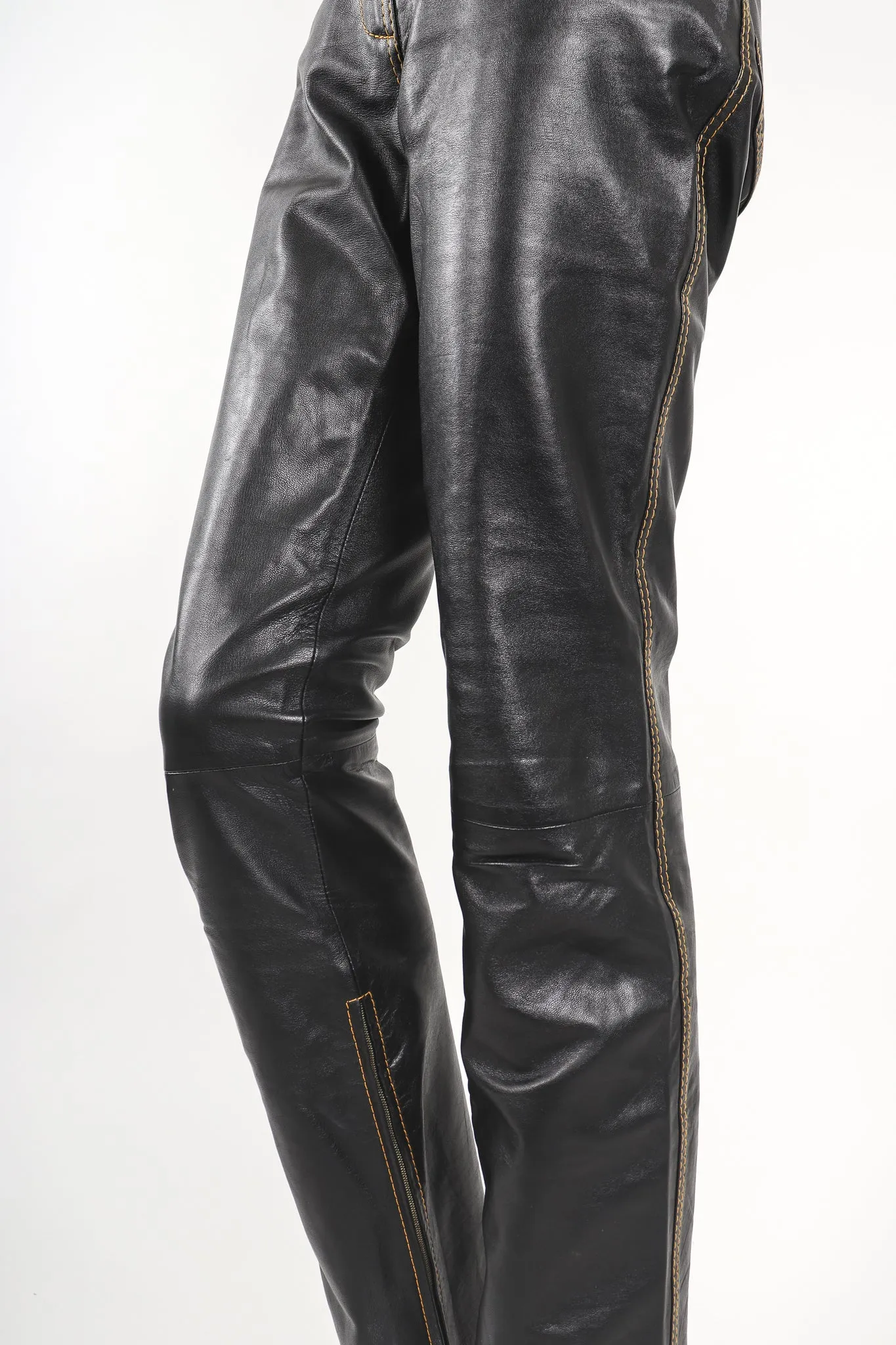 Contrast Stitch Leather Jean