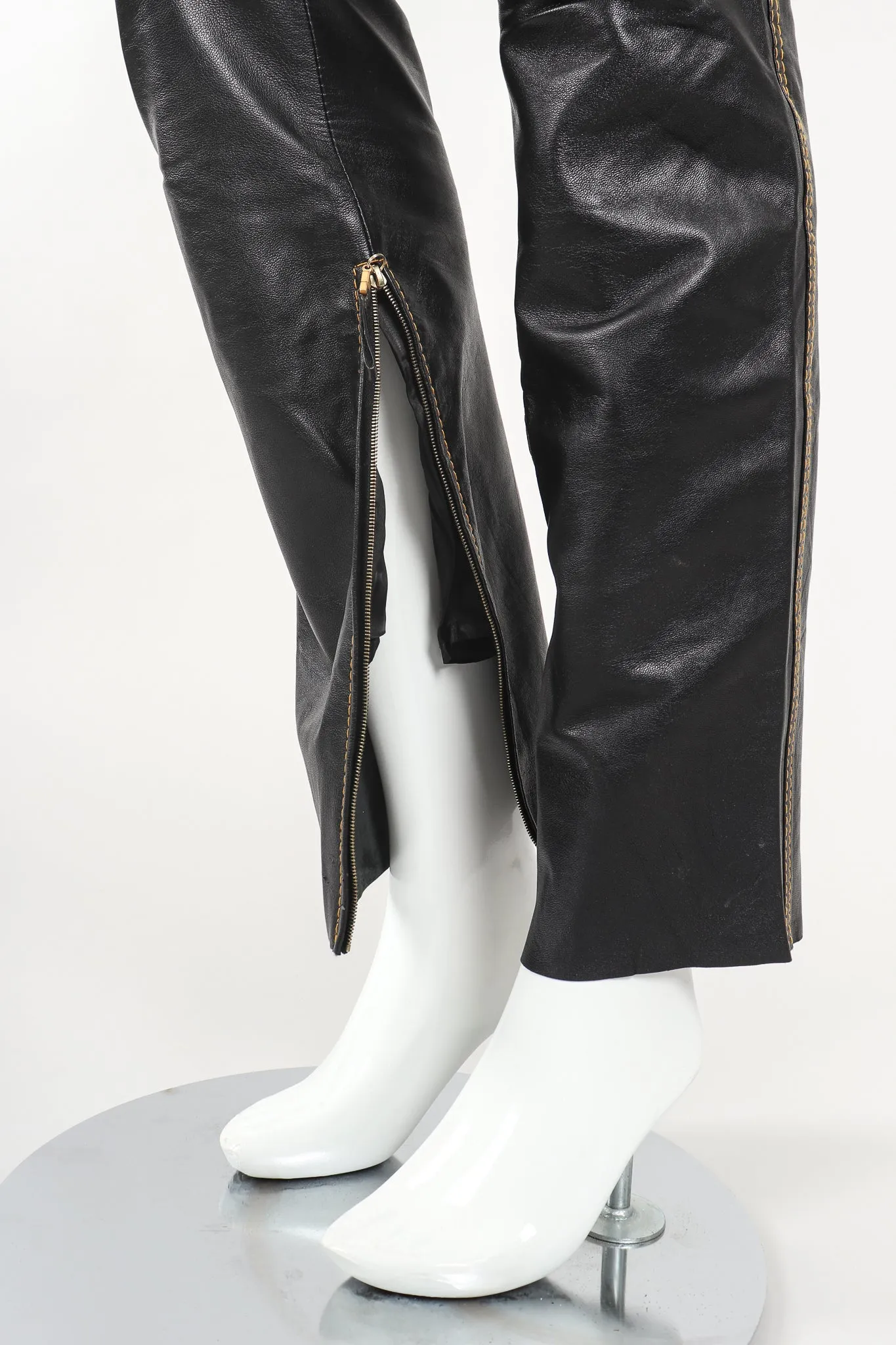 Contrast Stitch Leather Jean