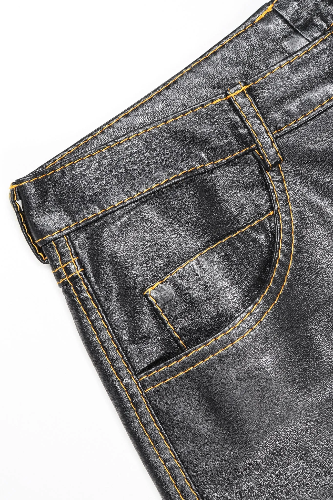 Contrast Stitch Leather Jean