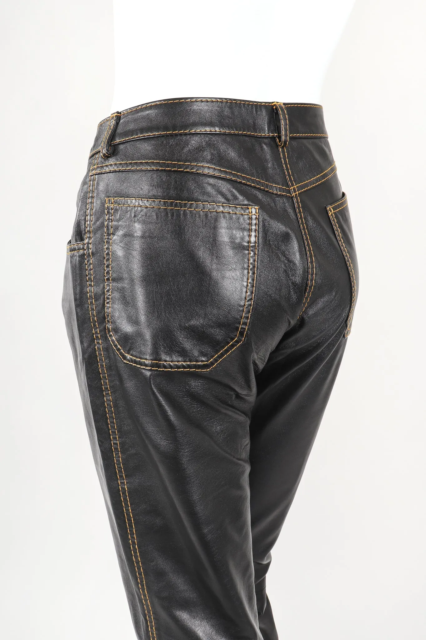 Contrast Stitch Leather Jean