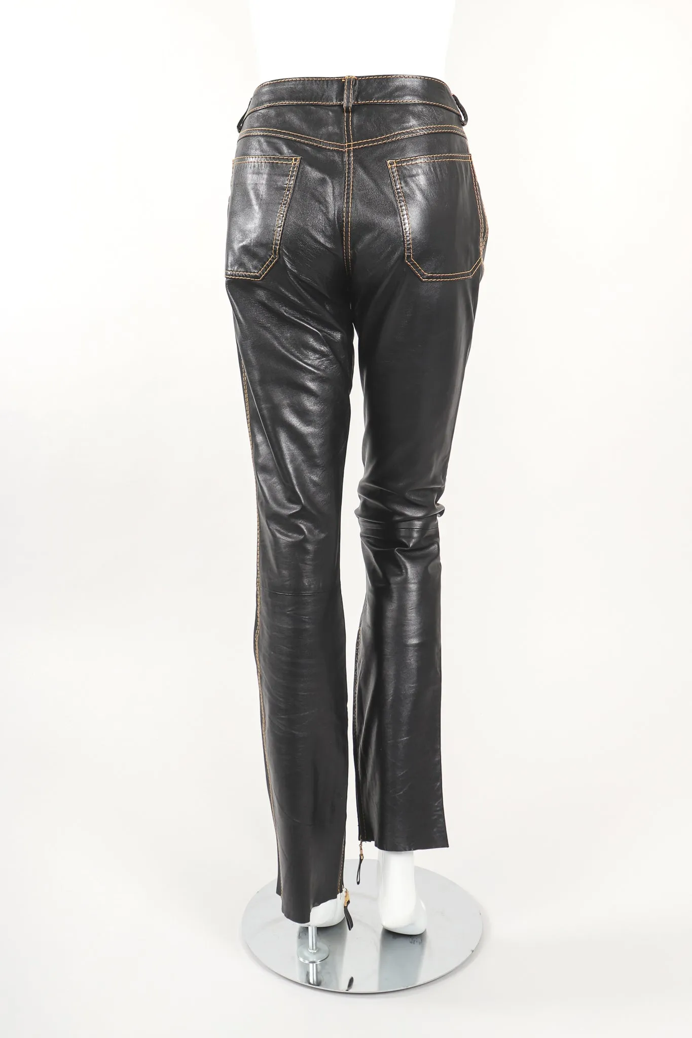 Contrast Stitch Leather Jean