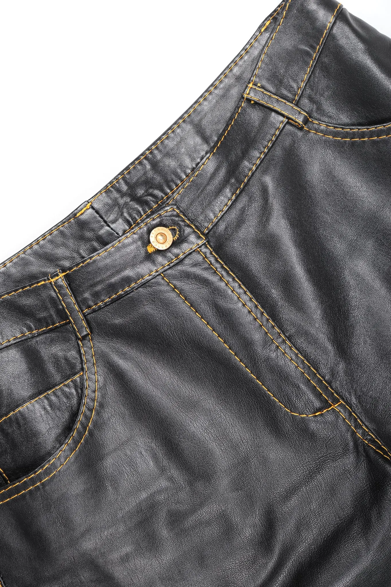 Contrast Stitch Leather Jean