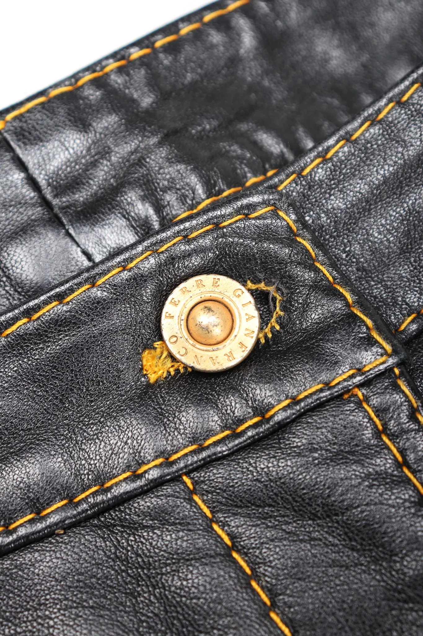 Contrast Stitch Leather Jean