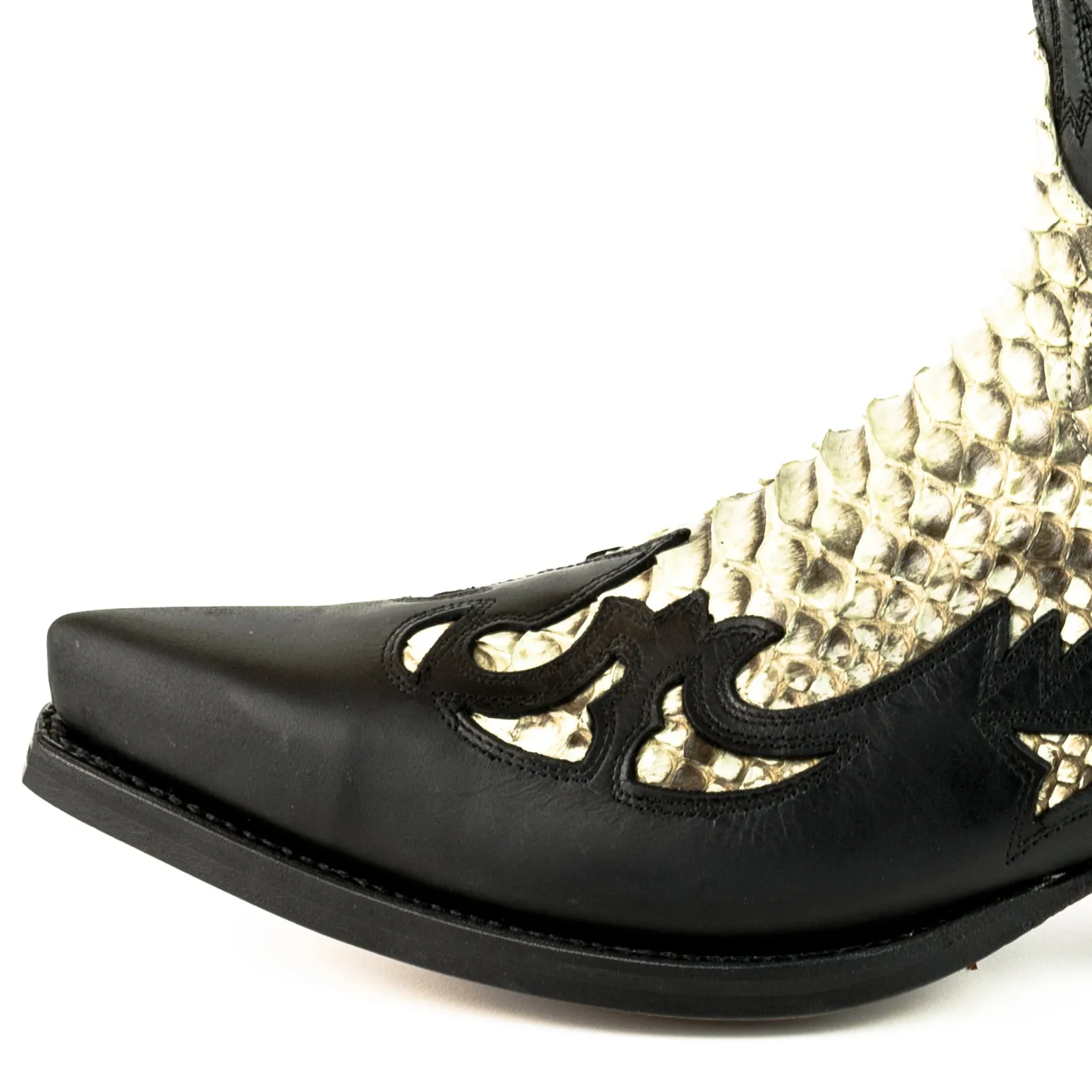 Cowboy Boots Women and Men Exotic Handcrafted Black and White Leather 1935 Texan