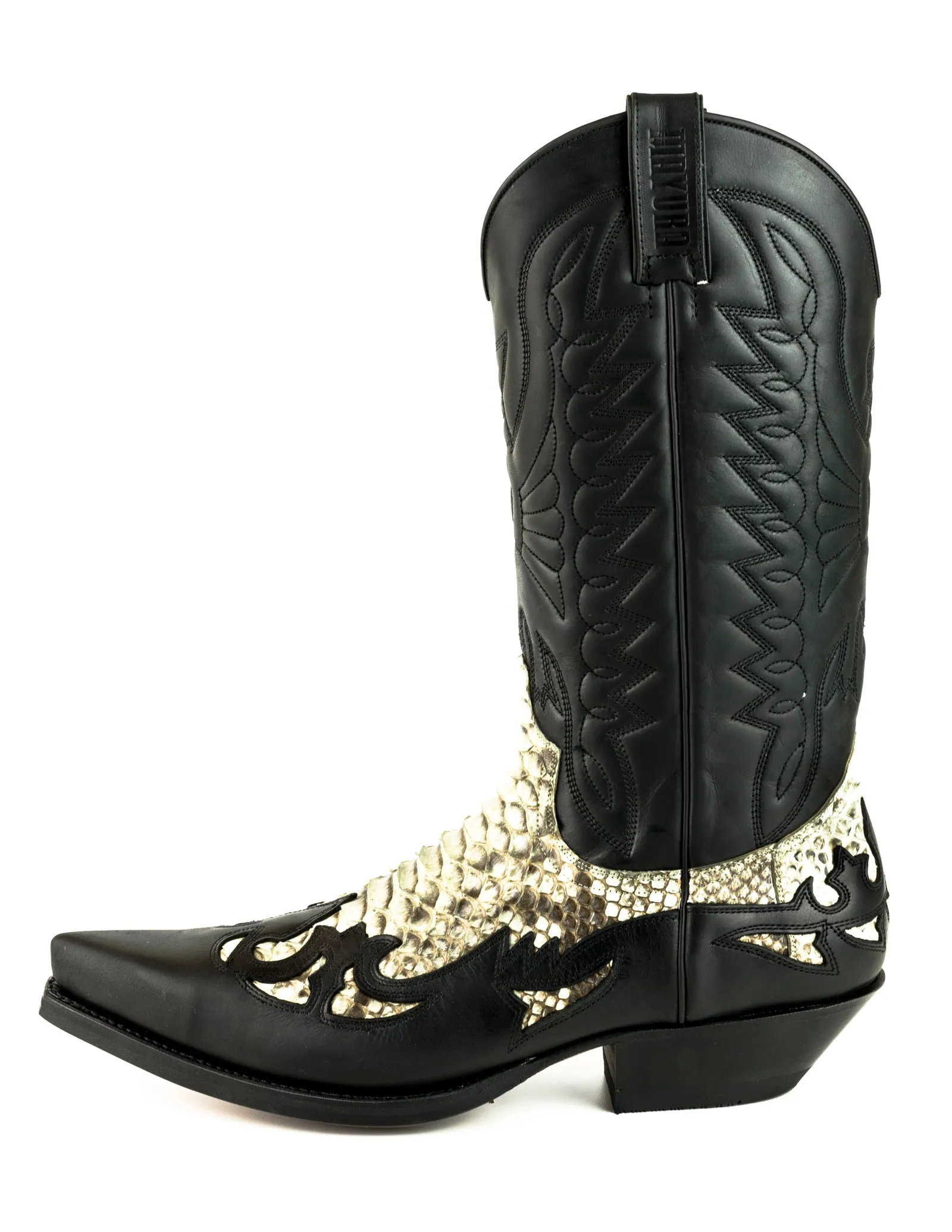 Cowboy Boots Women and Men Exotic Handcrafted Black and White Leather 1935 Texan