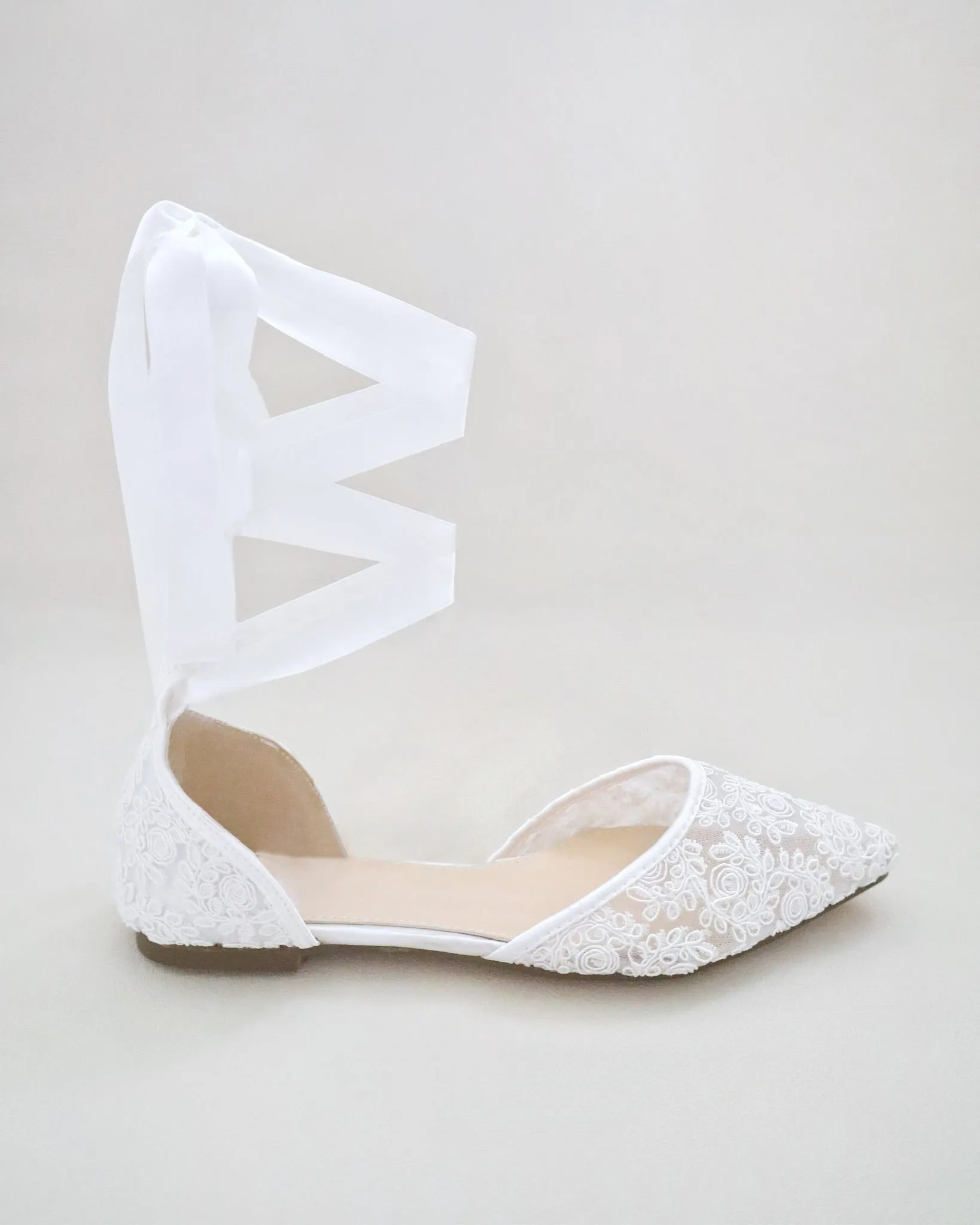 Crochet Lace Pointy Toe with Ballerina Lace Up