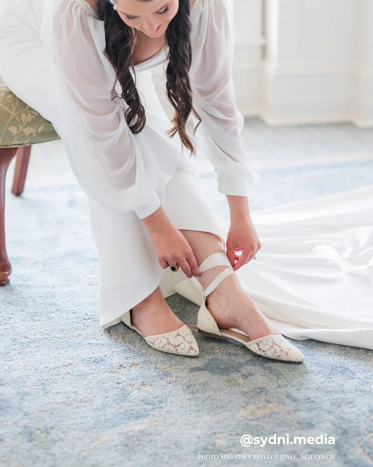 Crochet Lace Pointy Toe with Ballerina Lace Up