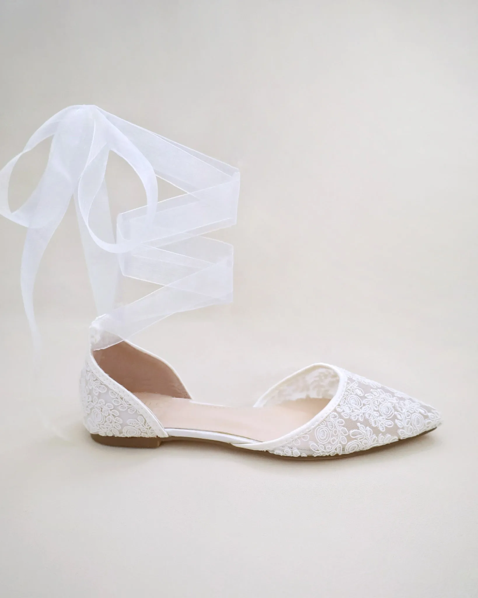 Crochet Lace Pointy Toe with Ballerina Lace Up