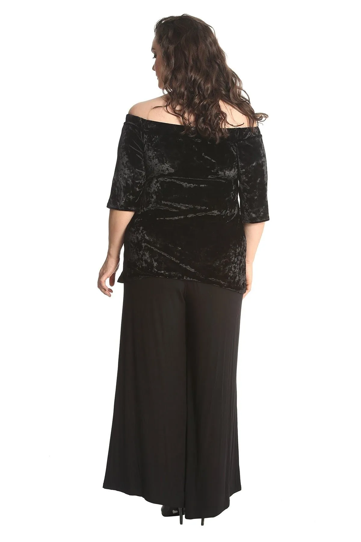 Crushed Velour Boho Party Bardot Top
