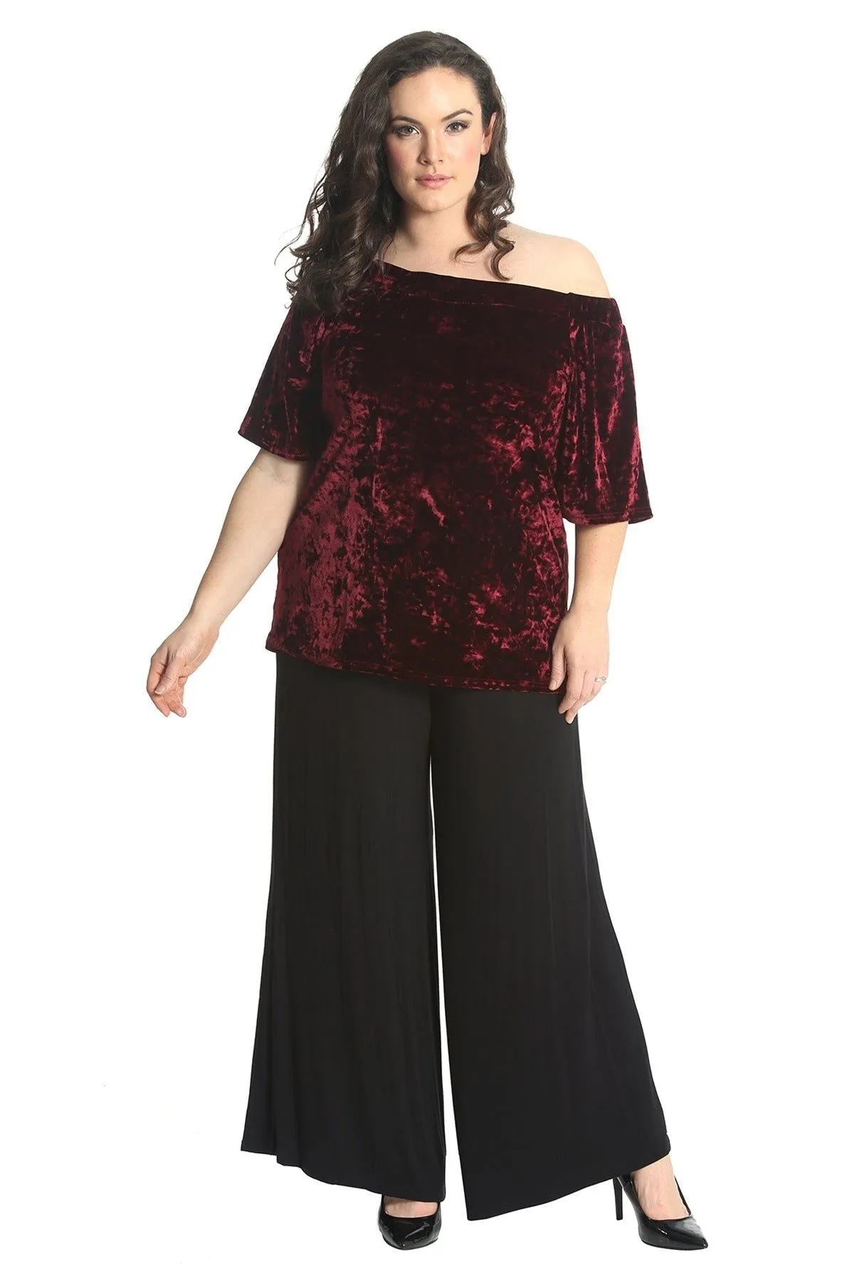 Crushed Velour Boho Party Bardot Top