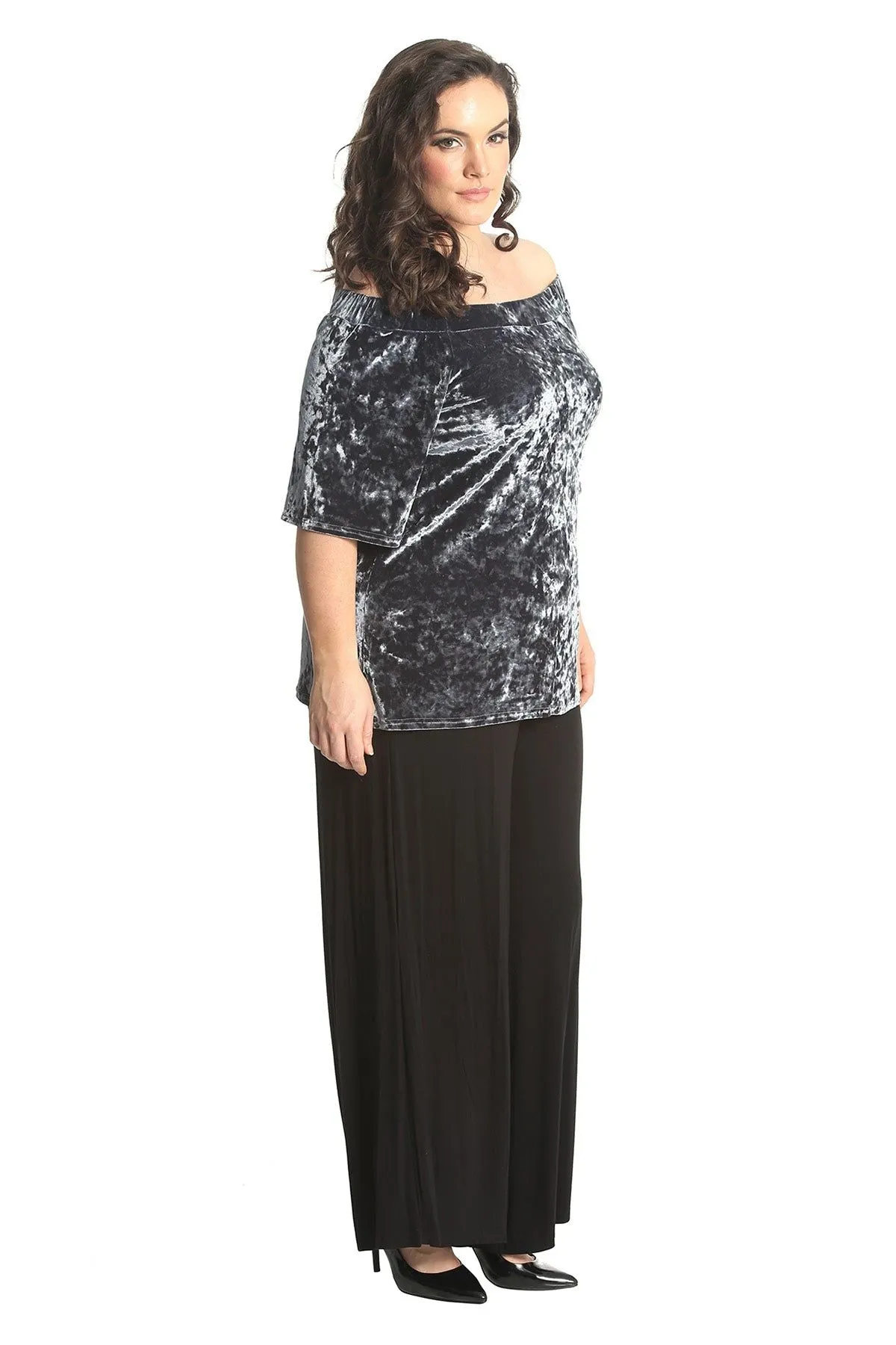 Crushed Velour Boho Party Bardot Top