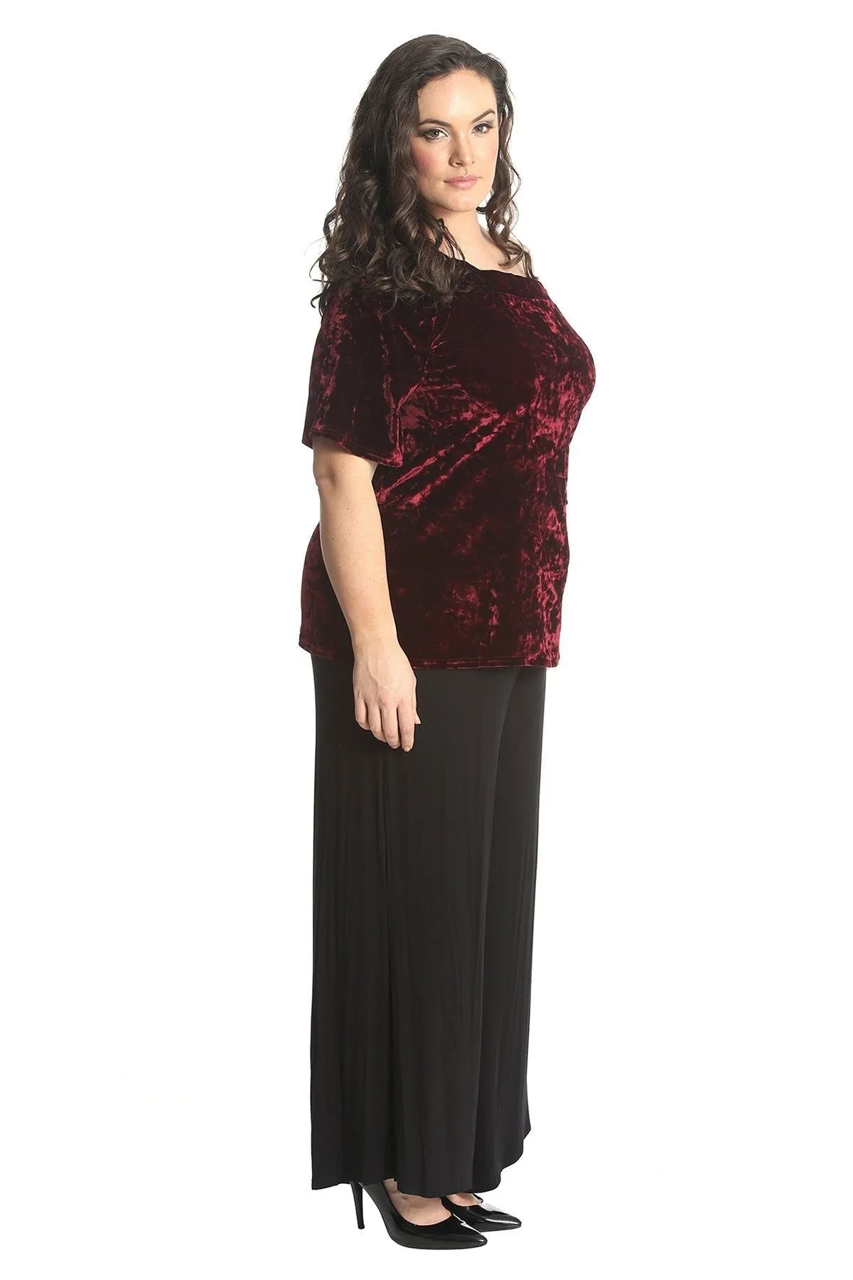 Crushed Velour Boho Party Bardot Top