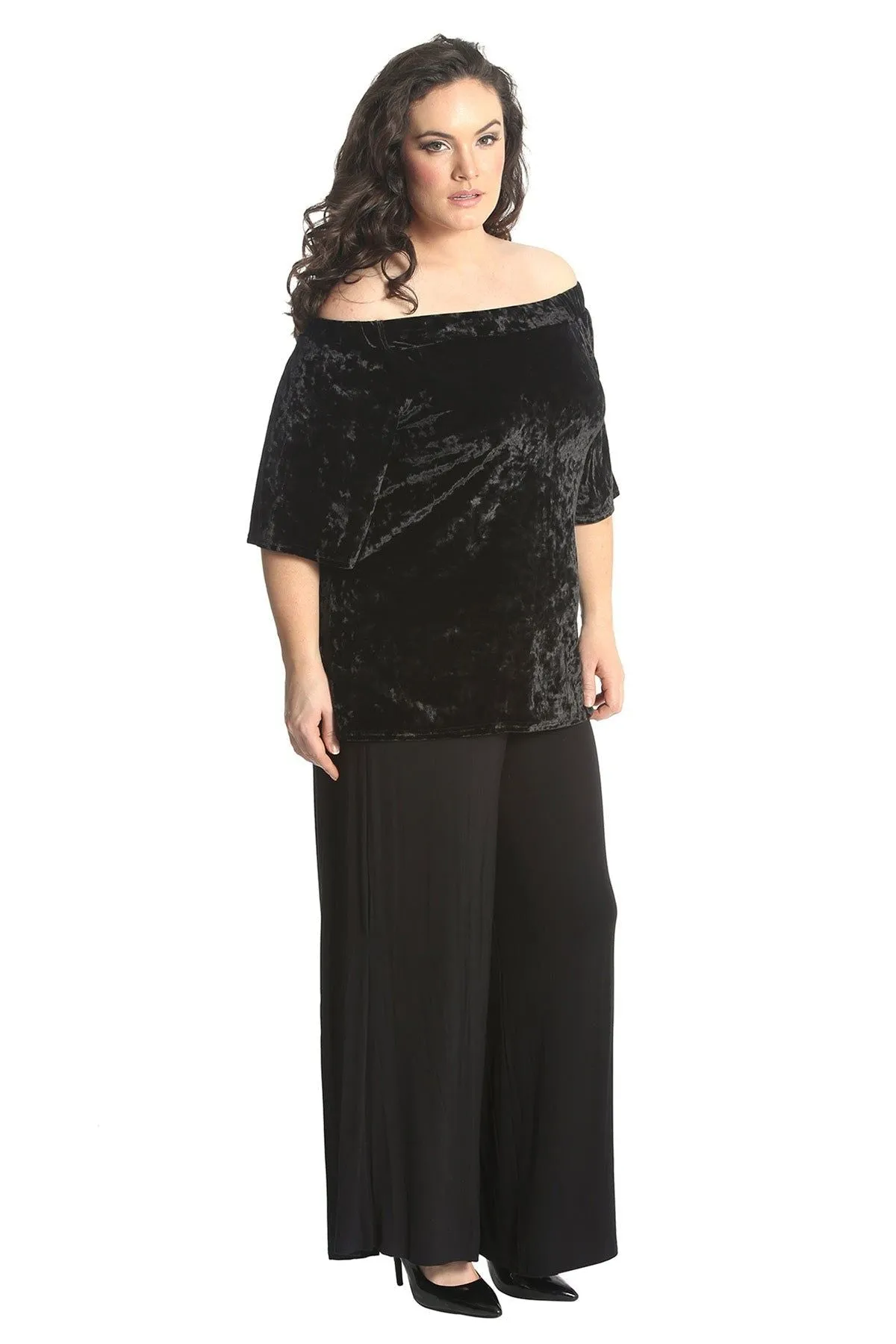 Crushed Velour Boho Party Bardot Top
