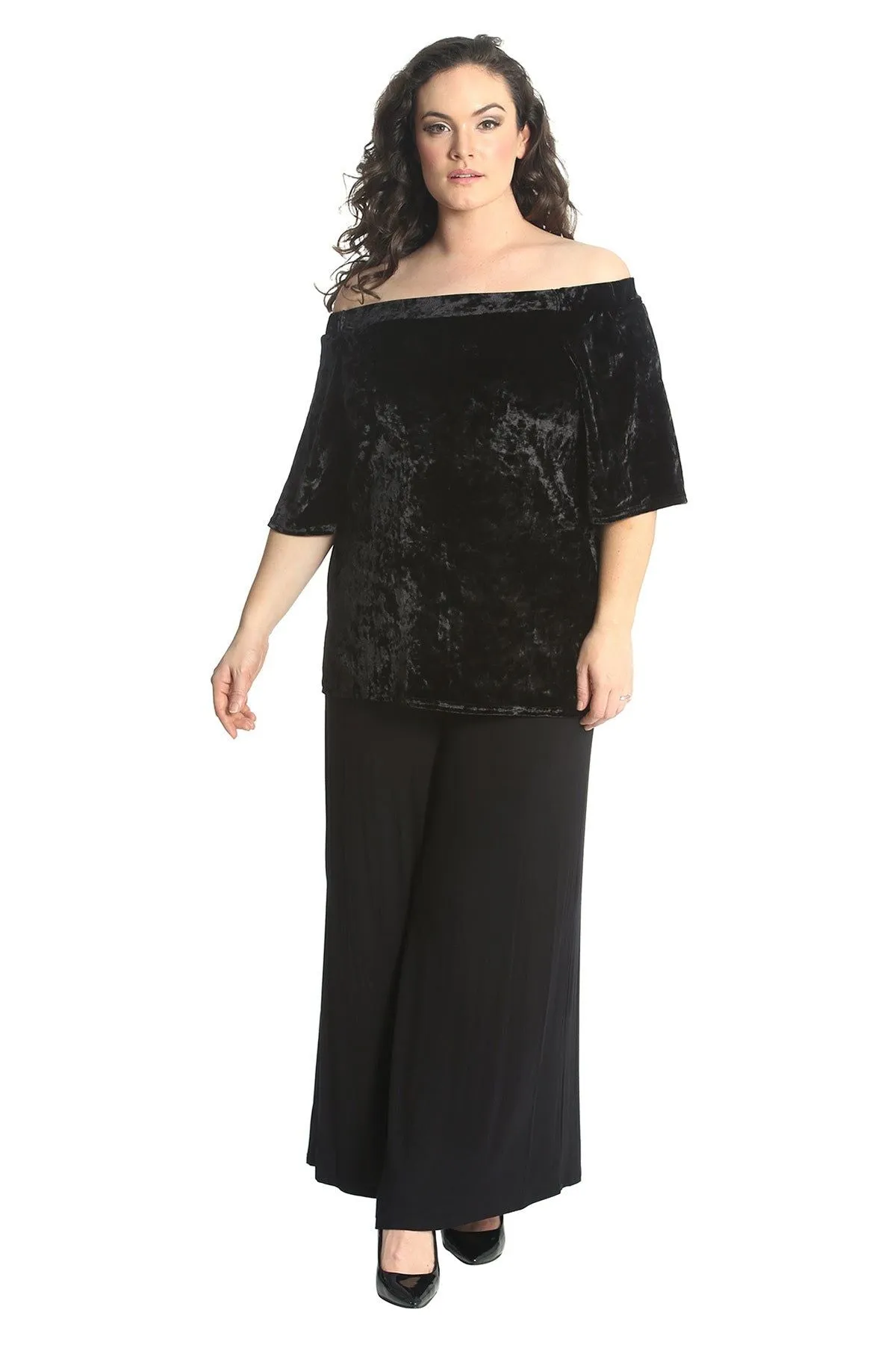 Crushed Velour Boho Party Bardot Top