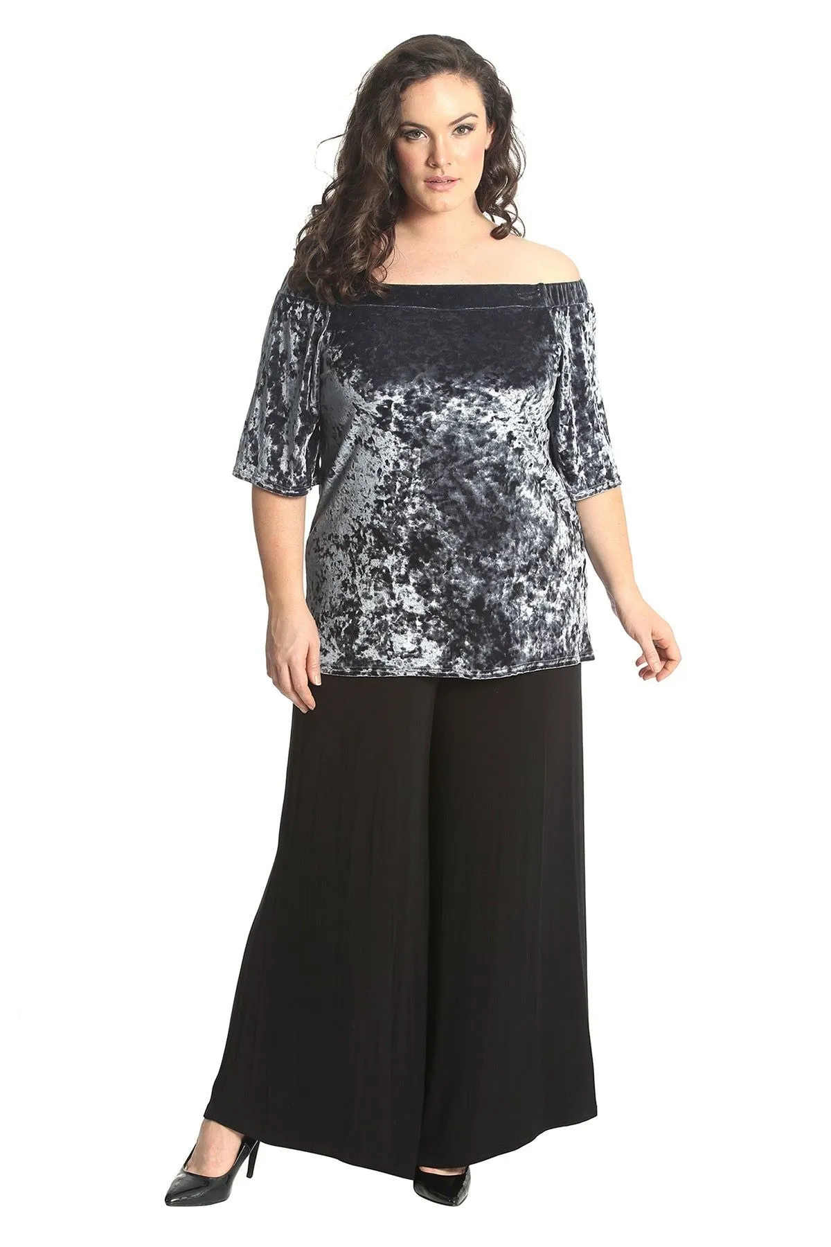 Crushed Velour Boho Party Bardot Top
