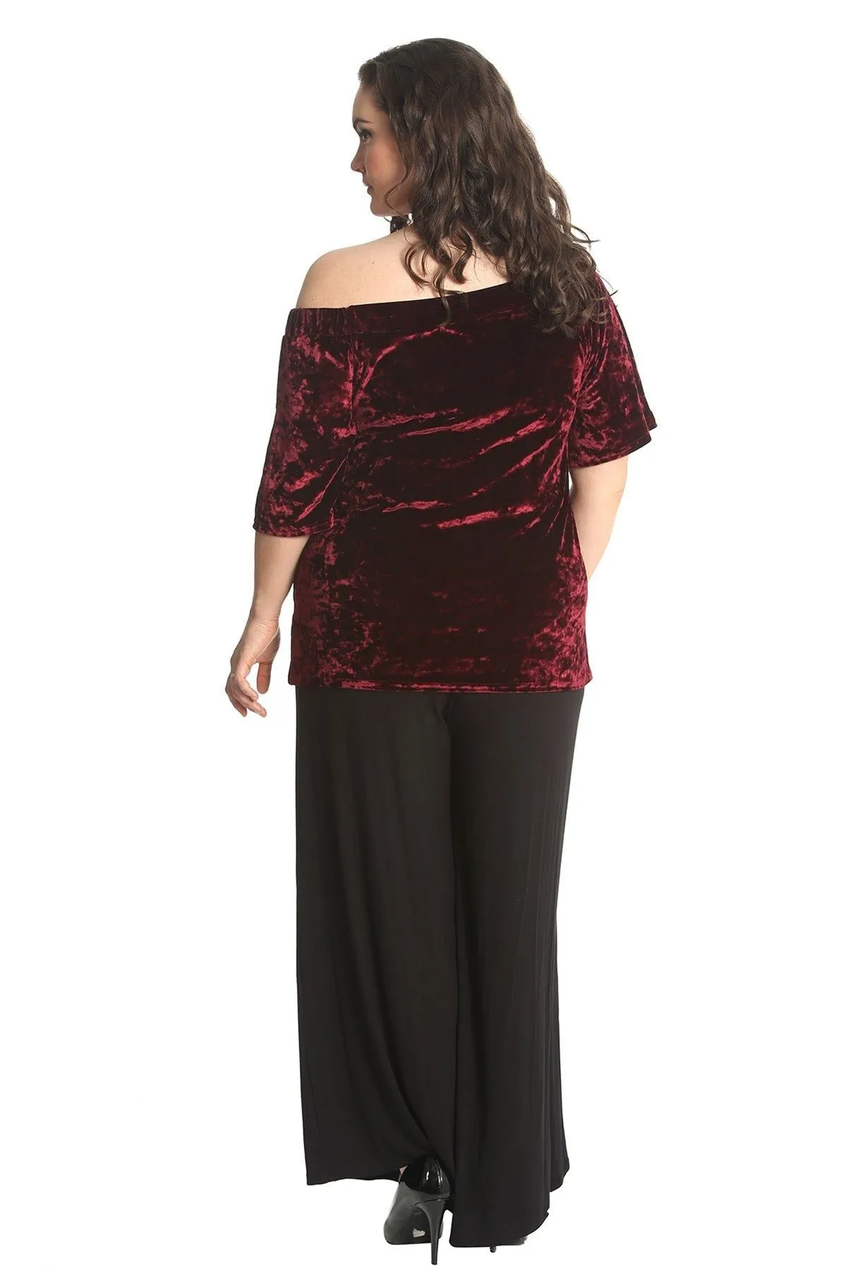 Crushed Velour Boho Party Bardot Top
