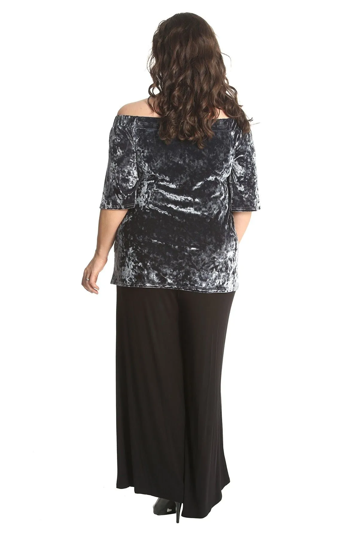 Crushed Velour Boho Party Bardot Top