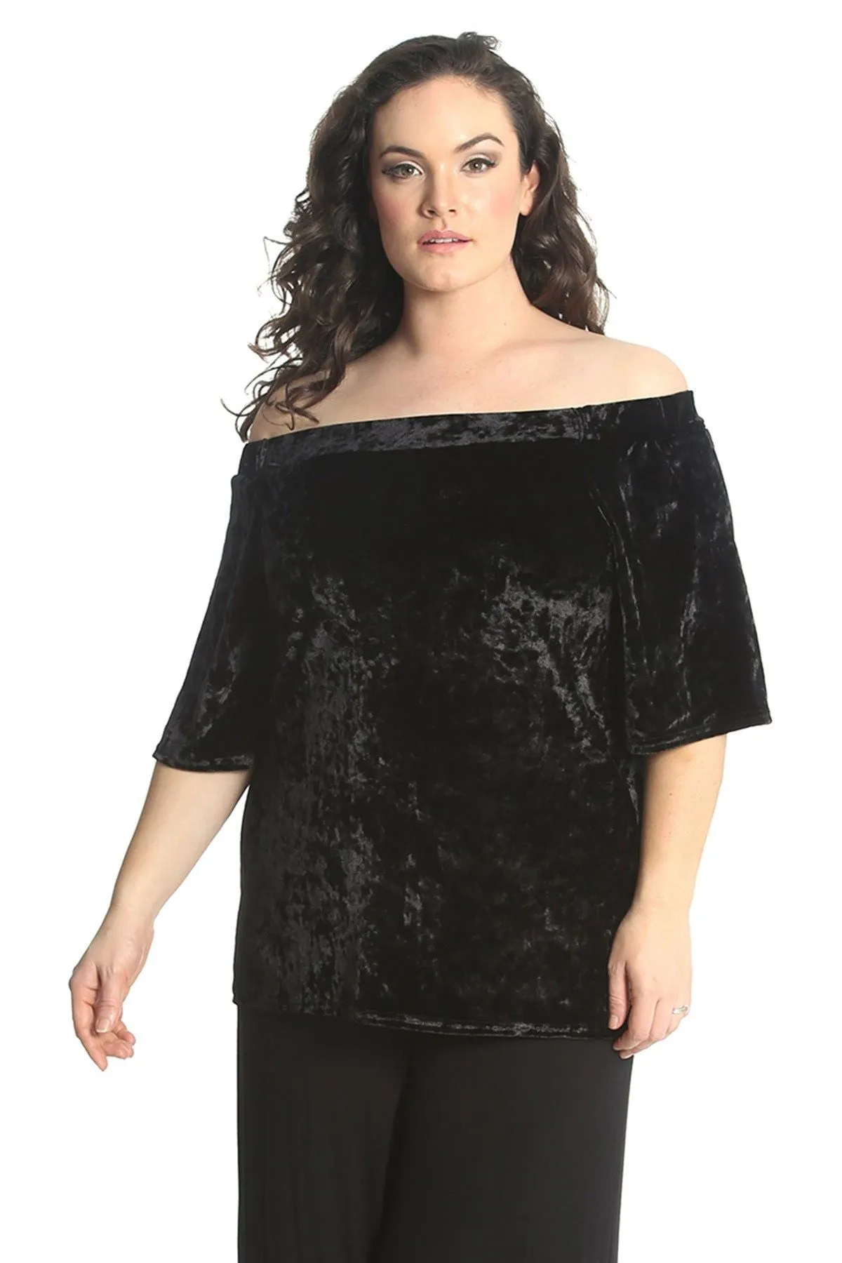 Crushed Velour Boho Party Bardot Top