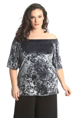 Crushed Velour Boho Party Bardot Top