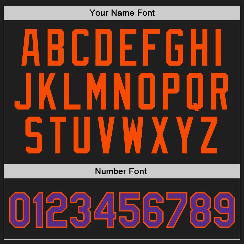 Custom Black Purple-Orange Authentic Throwback Basketball Jersey