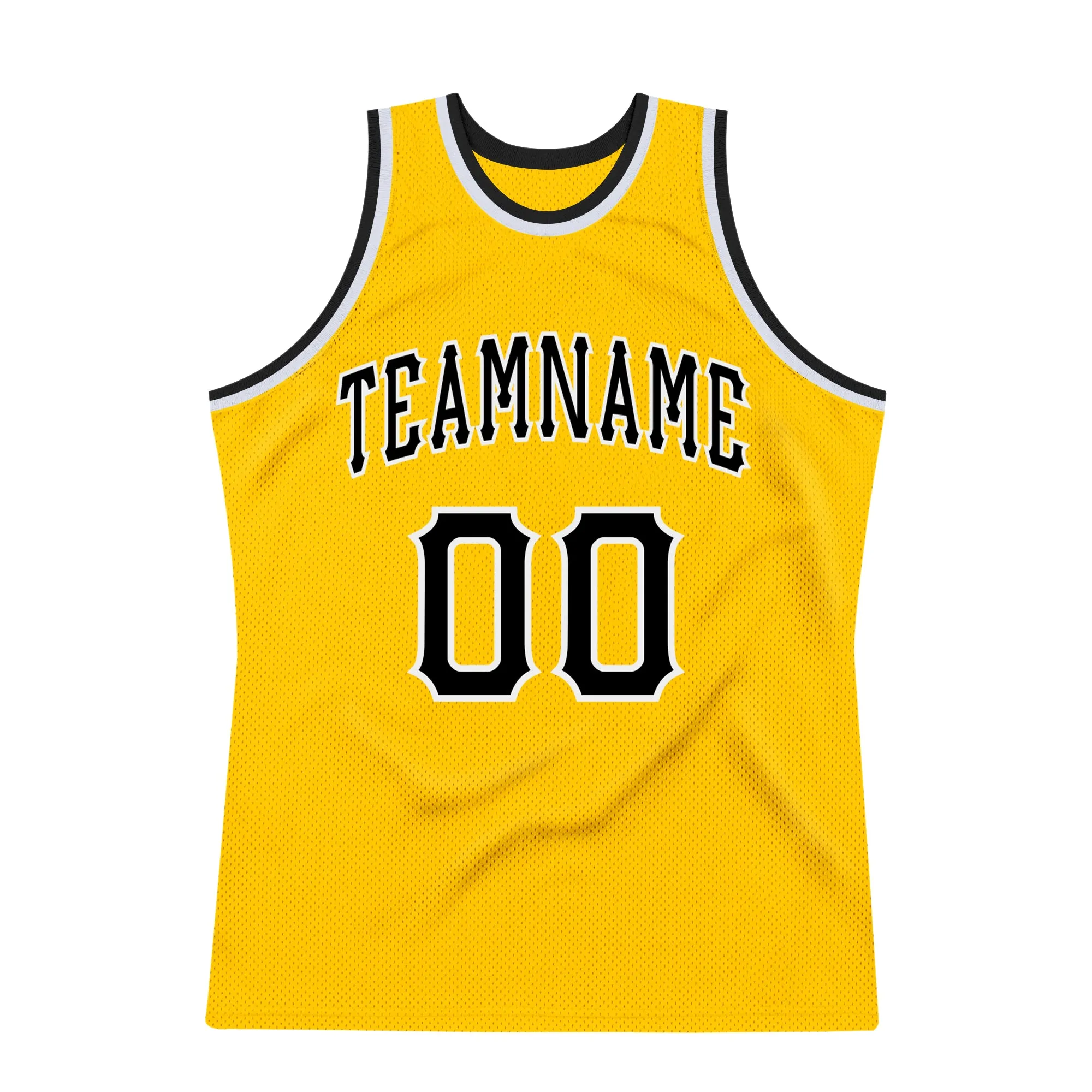 Custom Gold Black-White Authentic Throwback Basketball Jersey