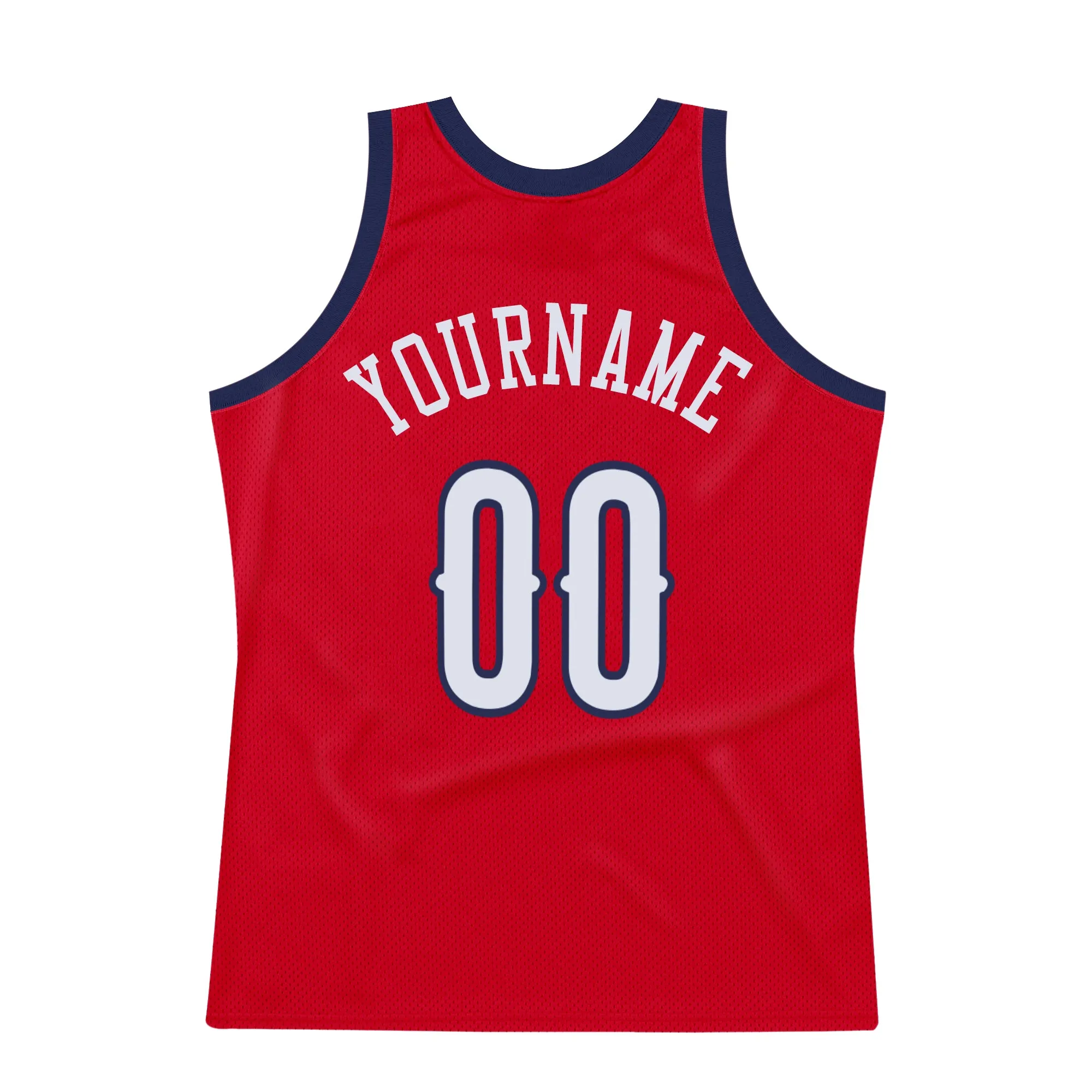 Custom Red White-Navy Authentic Throwback Basketball Jersey