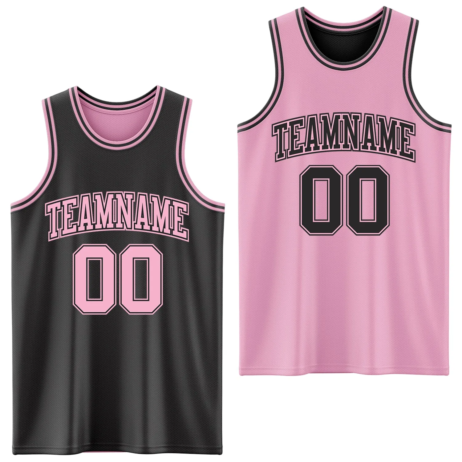 Custom Reversible Black Light Pink Double Side Authentic Basketball Jersey