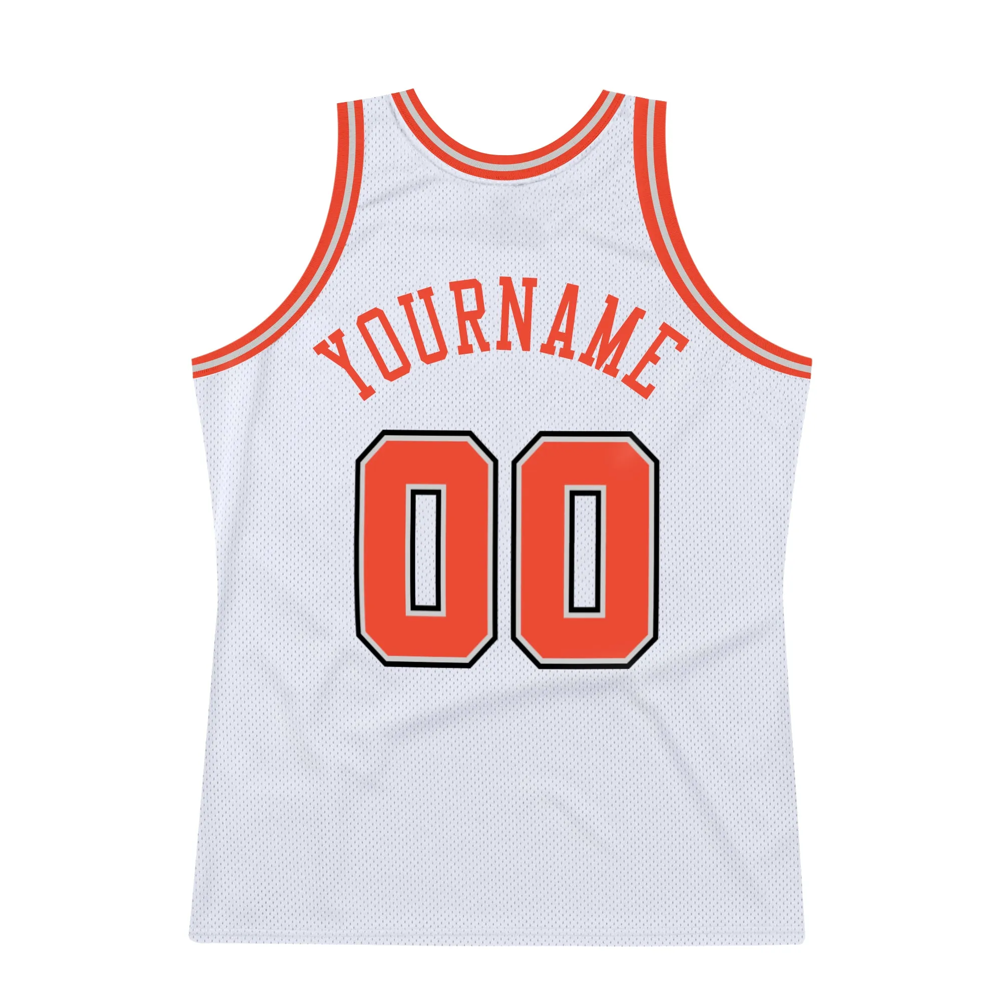 Custom White Orange-Gray Authentic Throwback Basketball Jersey