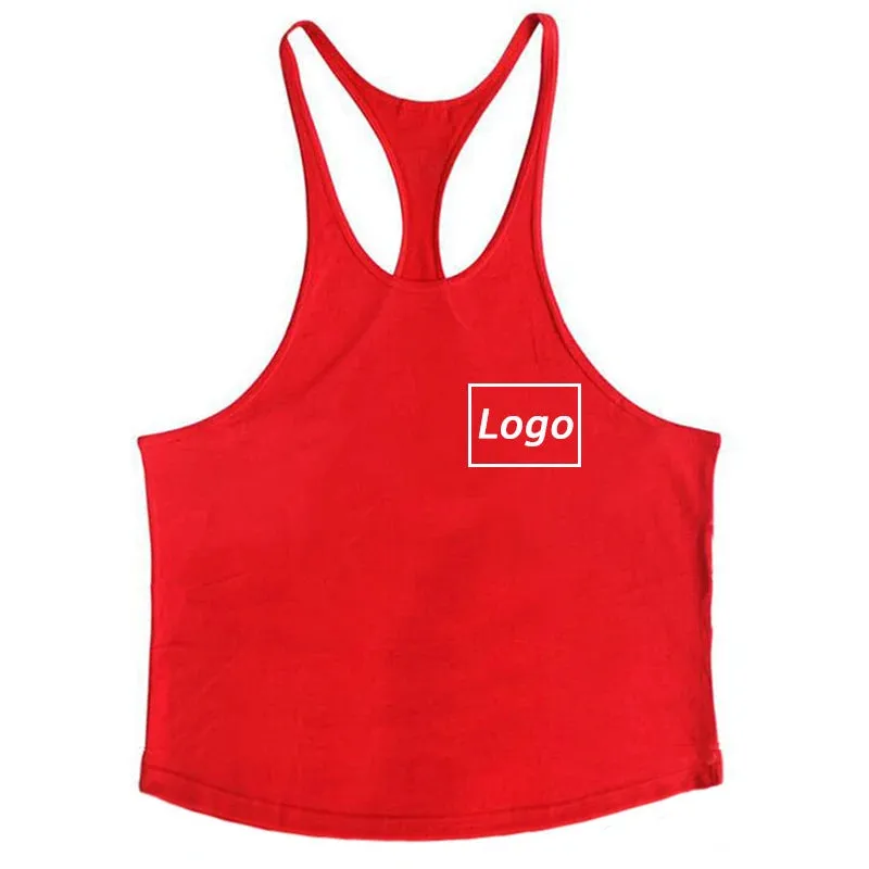 Customized Print Stringer Tank Tops for Men Y-Back Sleeveless Vest Athletic Muscle Training Tees Tops Gym Workout Fitness