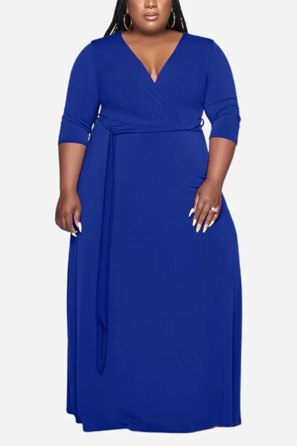 Elegant Plus Size Belted Dress
