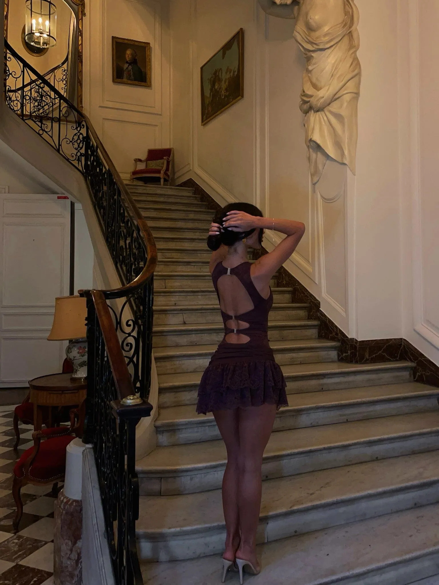 EMERY MINI DRESS DARK MAUVE