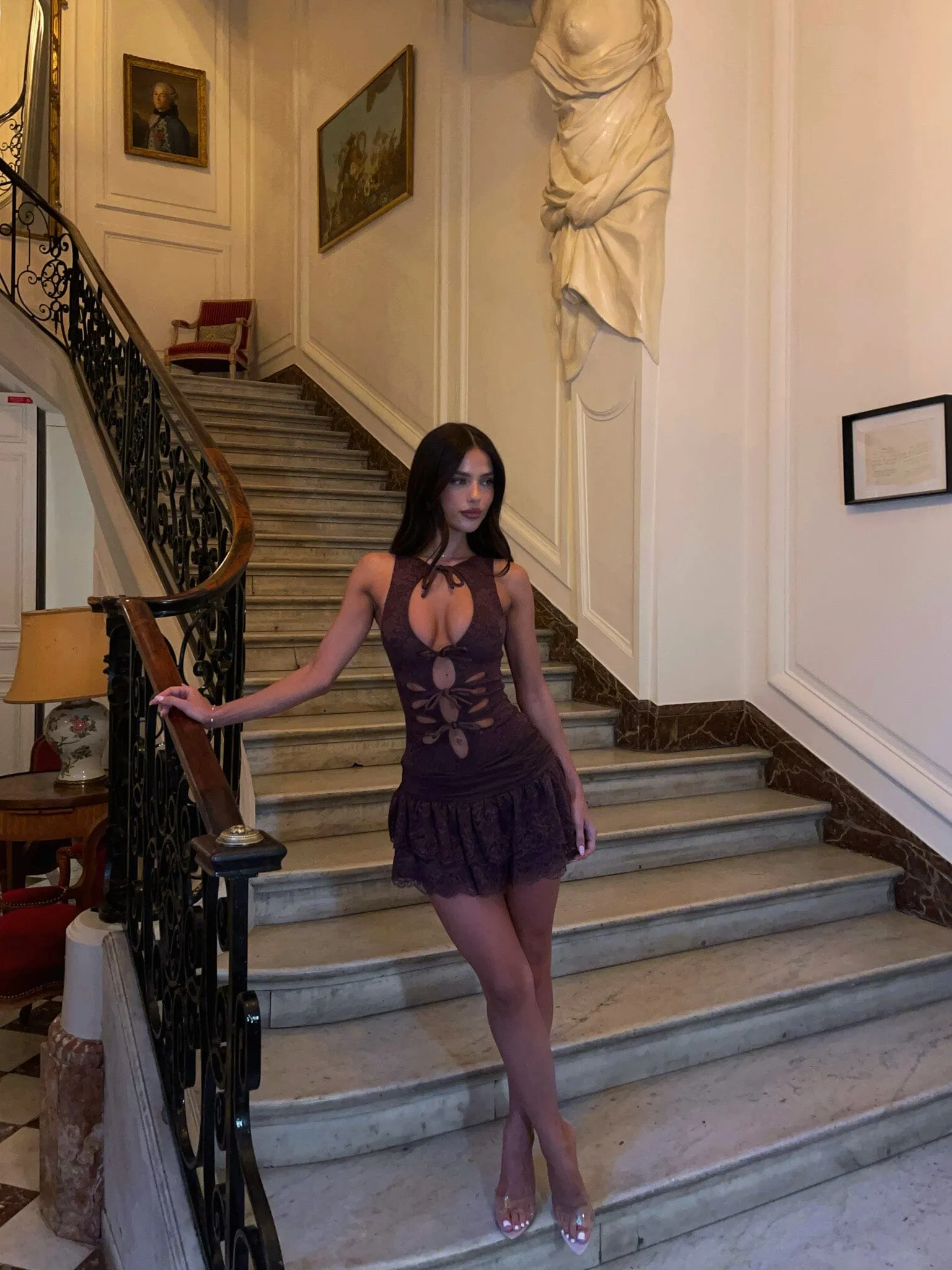 EMERY MINI DRESS DARK MAUVE