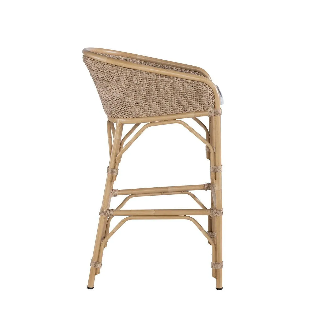 Faux Rattan and Hyacinth Weave Outdoor Bar Stool / Bar Chair