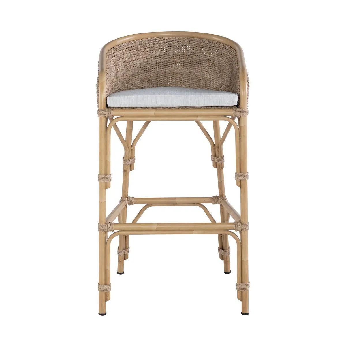 Faux Rattan and Hyacinth Weave Outdoor Bar Stool / Bar Chair